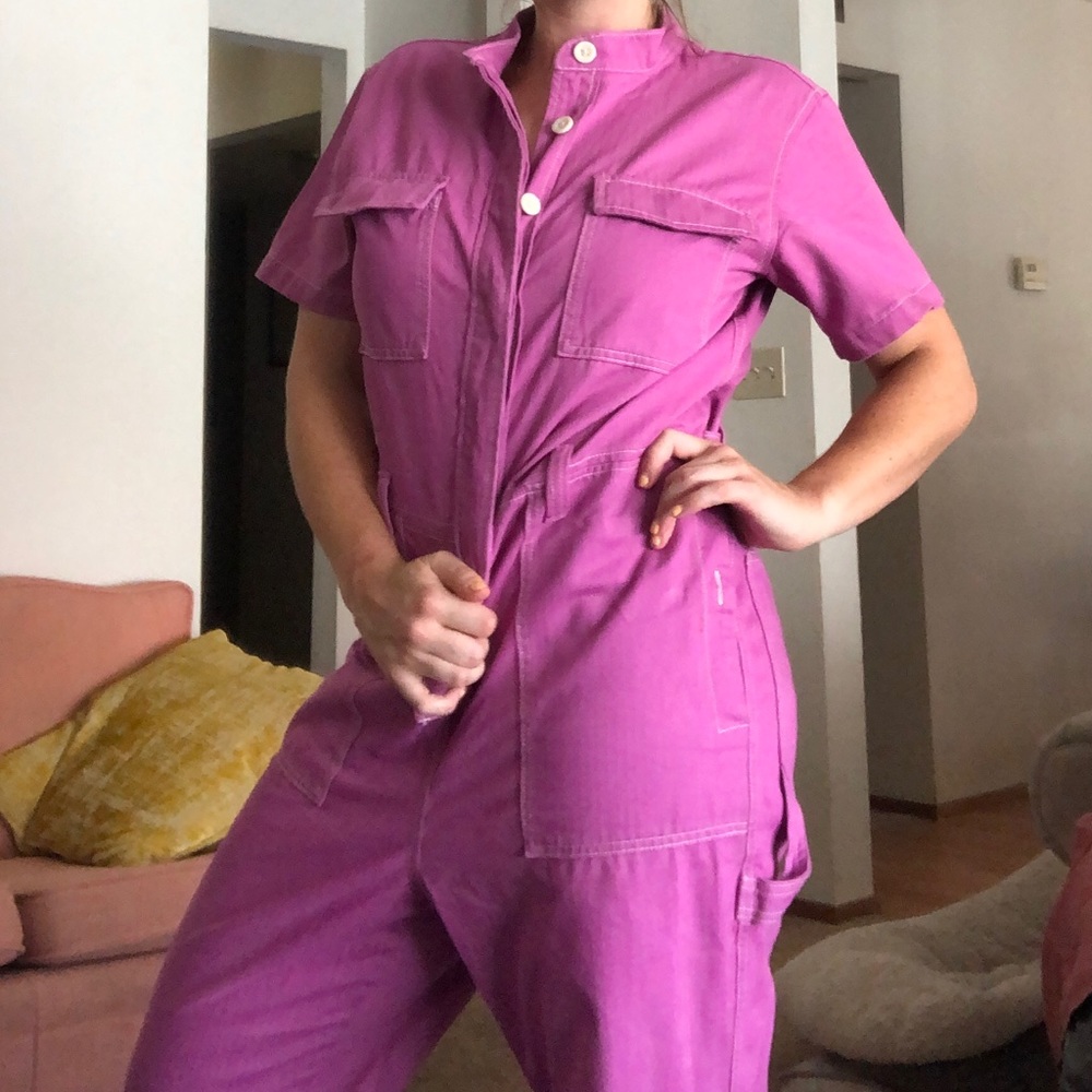 Full length pink utility jumper